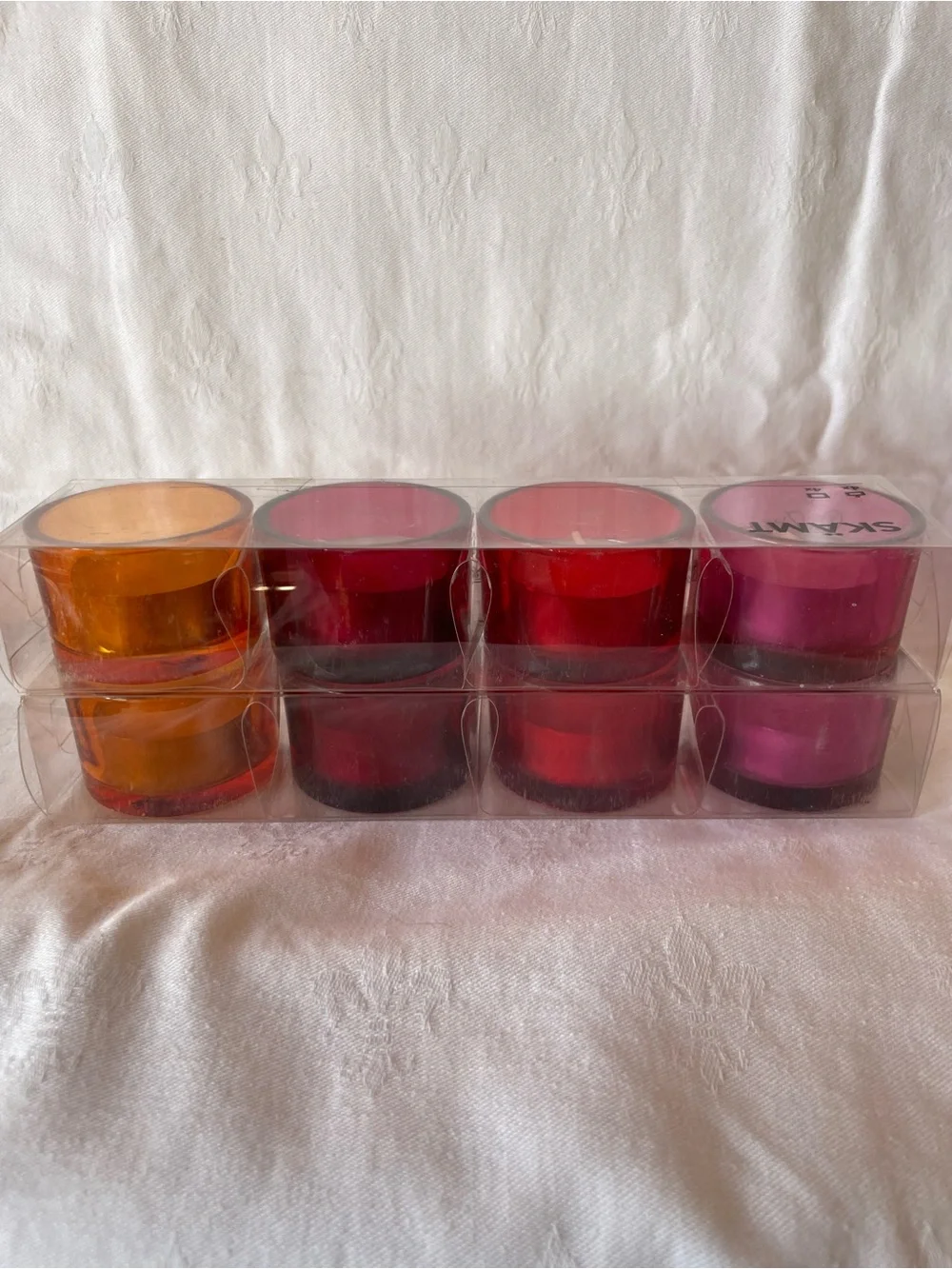IKEA SKÄMT Pastel Tea Light Candles in Pink, Red and Orange - 8